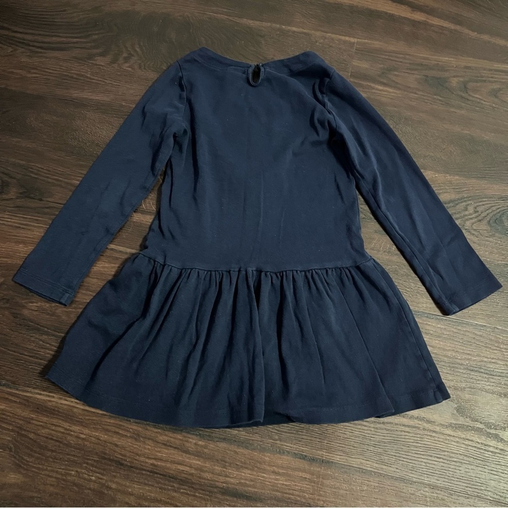 Gymboree Blue Ruffled Long Sleeve Drop Waist A-line dress girls size 7 heart - Picture 4 of 4